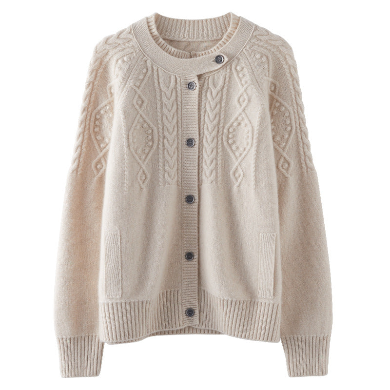 Cashmere Thick Knit Cardigan Women's Sweater