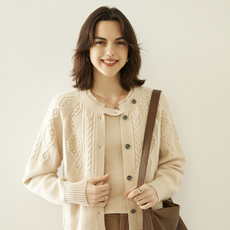 Cashmere Thick Knit Cardigan Women's Sweater