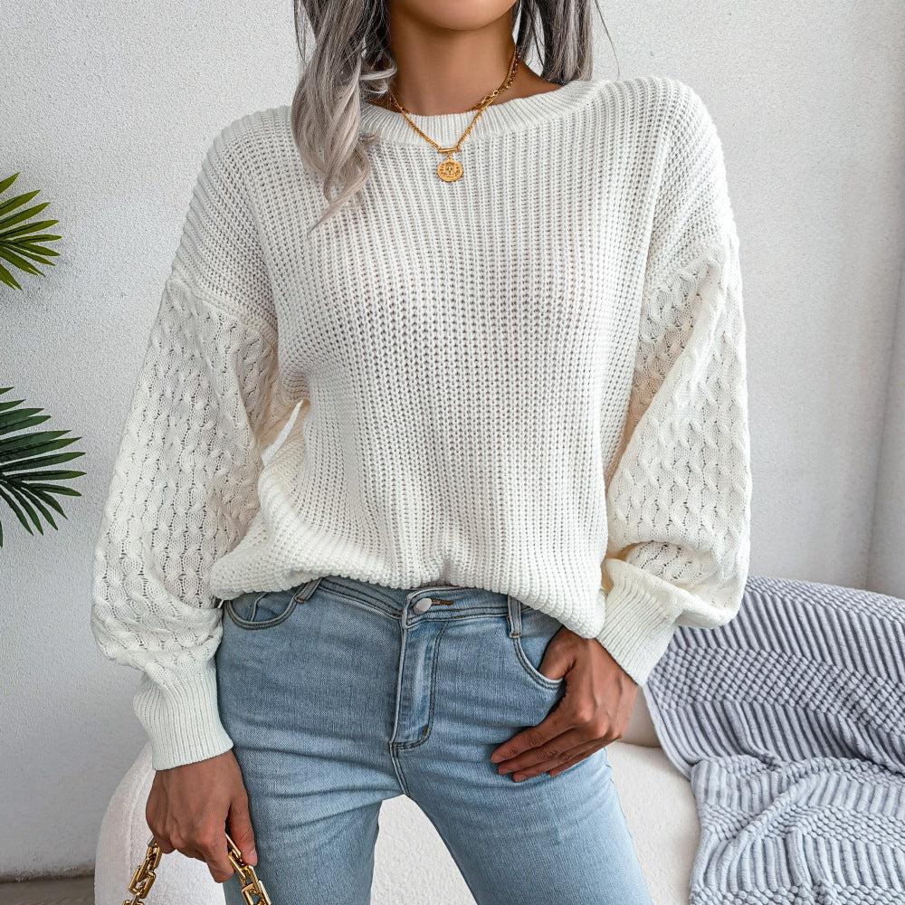 Autumn And Winter Casual Lantern Long Sleeve Knitted Sweater Women's Clothing