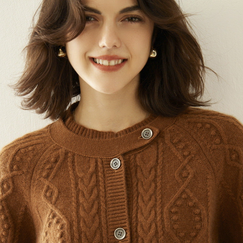 Cashmere Thick Knit Cardigan Women's Sweater