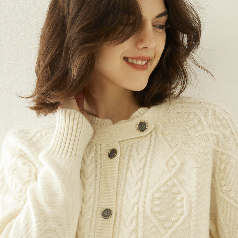 Cashmere Thick Knit Cardigan Women's Sweater