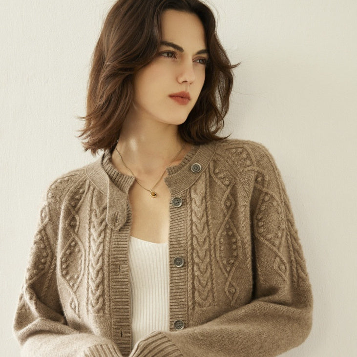 Cashmere Thick Knit Cardigan Women's Sweater